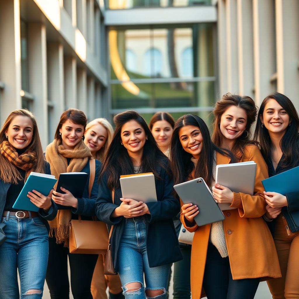 Diverse university students on campus